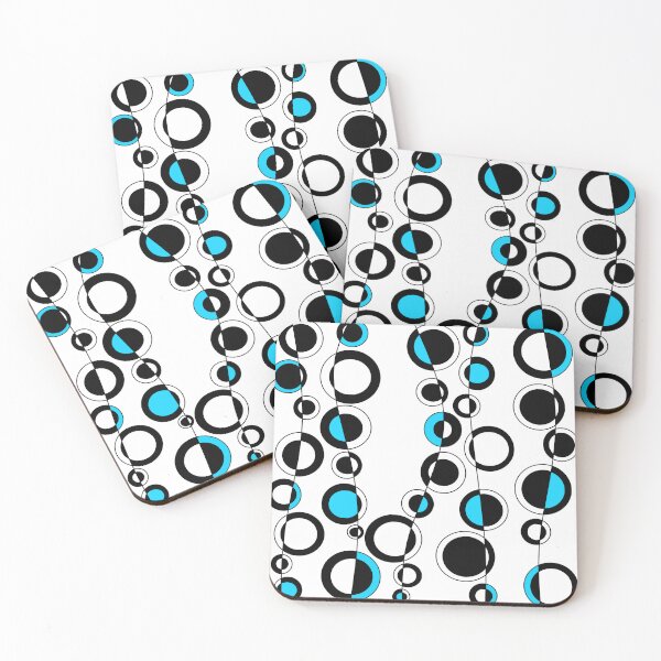 Item preview, Retro 60's Mod Circles Minimal Abstract in Black, White and Blue designed and sold by MellowCat.