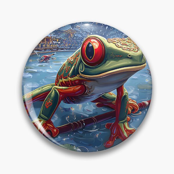 Item preview, Colorful Frog in a Winter Wonderland Scene designed and sold by Artessie.