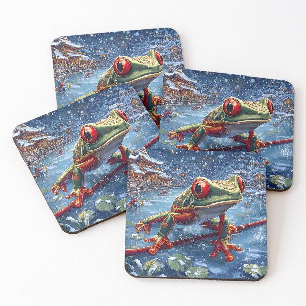 Item preview, Colorful Frog in a Winter Wonderland Scene designed and sold by Artessie.