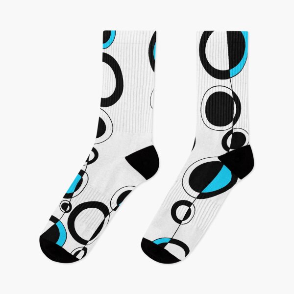 Item preview, Retro 60's Mod Circles Minimal Abstract in Black, White and Blue designed and sold by MellowCat.