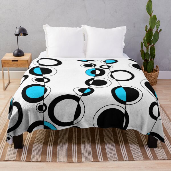 Item preview, Retro 60's Mod Circles Minimal Abstract in Black, White and Blue designed and sold by MellowCat.