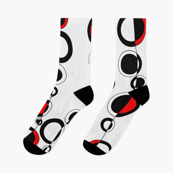 Item preview, Retro 60's Mod Circles Minimal Abstract in Black, White and Red designed and sold by MellowCat.