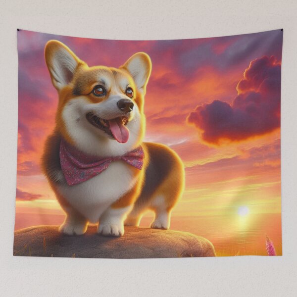 Item preview, pembroke welsh corgi sunset design designed and sold by Dogandesighn.