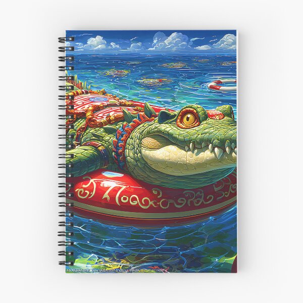 Item preview, Crocodile on Lifebuoy in a Vibrant Ocean Setting designed and sold by Artessie.