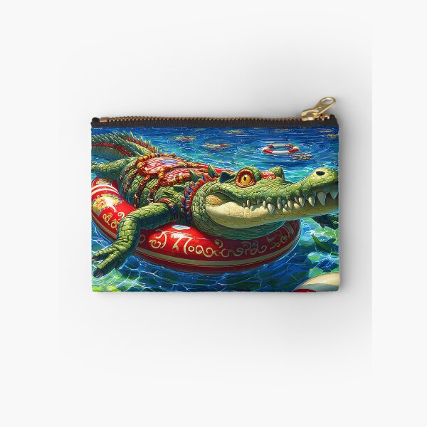 Item preview, Crocodile on Lifebuoy in a Vibrant Ocean Setting designed and sold by Artessie.