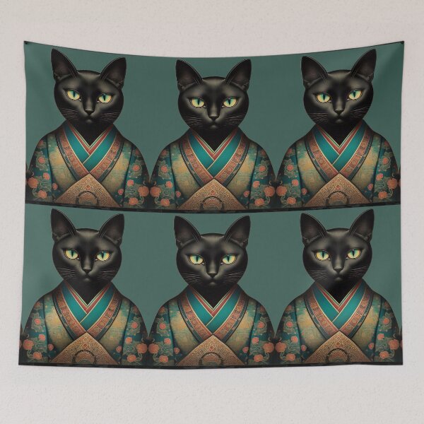 Item preview, Elegant Black Cat Oriental Portrait designed and sold by FLIP-original.