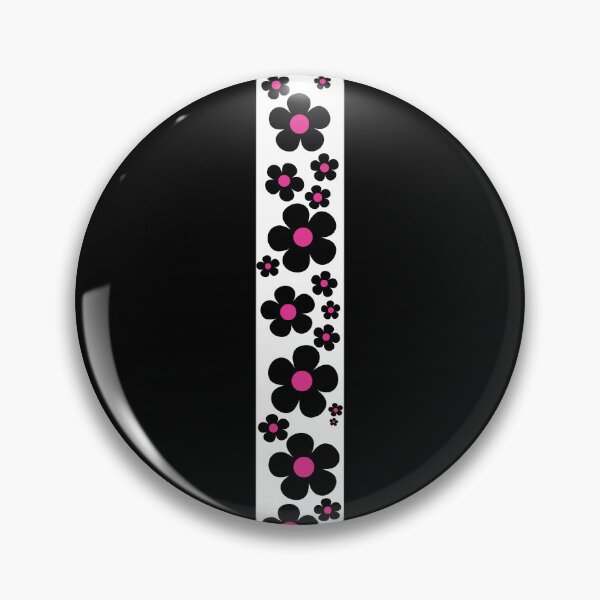 Item preview, 60's 70's Retro Flower Stripe in Black and White with Pink Centers designed and sold by MellowCat.