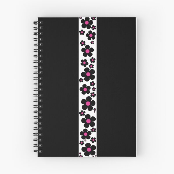 Item preview, 60's 70's Retro Flower Stripe in Black and White with Pink Centers designed and sold by MellowCat.