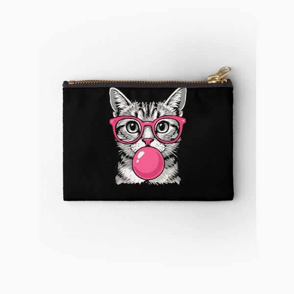 Item preview, Cute Cat With Glasses Blowing Pink Bubble Gum designed and sold by krystalRomanart.