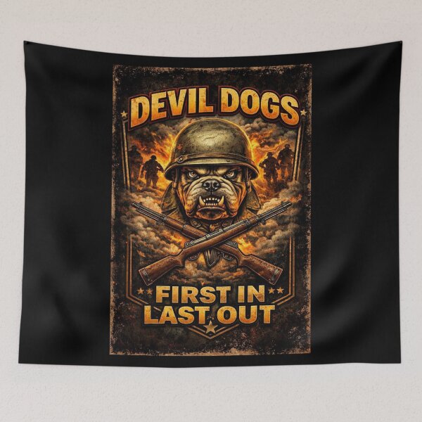 Item preview, Devil Dogs – First In, Last Out Battlefield Bulldog Emblem designed and sold by TKOprintdesigns.