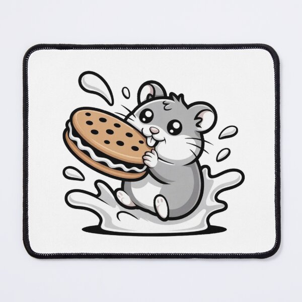 Item preview, Adorable Hamster With Cookies And Milk - Funny Kawaii snack designed and sold by Mr-wow.