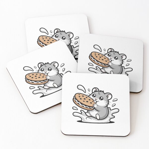 Item preview, Adorable Hamster With Cookies And Milk - Funny Kawaii snack designed and sold by Mr-wow.