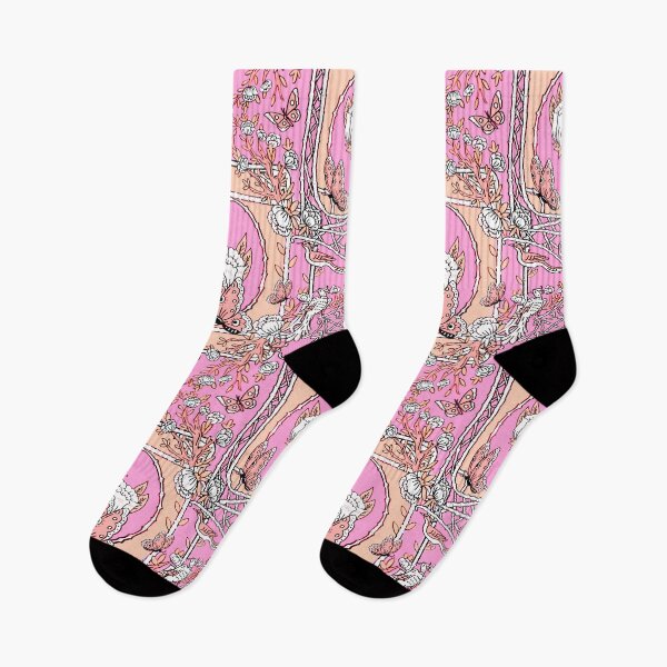 Item preview, Chinoiserie garden pink and peach  designed and sold by beesocks.