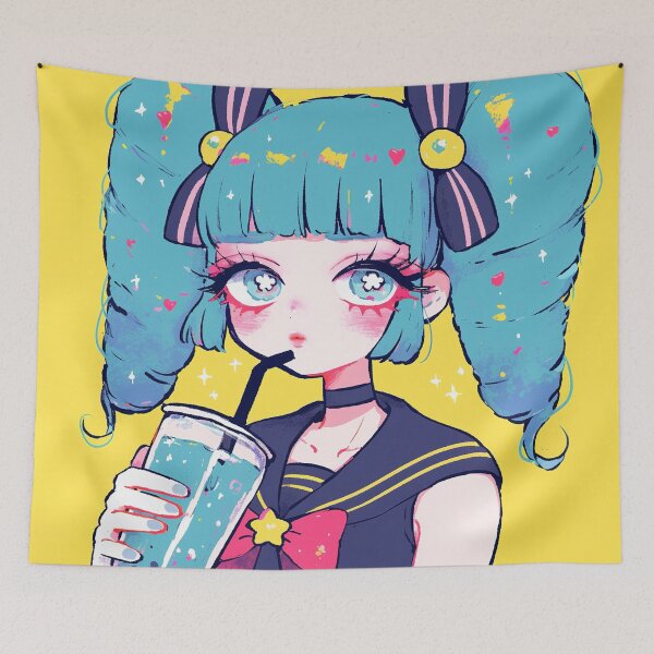 Item preview, Kawaii Twintails Boba Tea Girl designed and sold by bubblegoth.