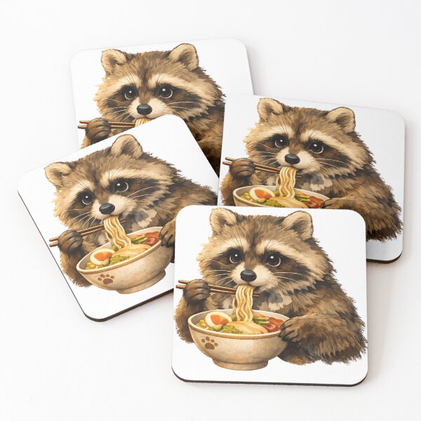 Item preview, Cute Raccoon Eating Ramen – Kawaii Noodle Lover Design designed and sold by JustViralShirts.