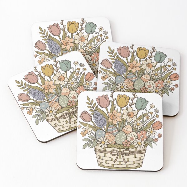 Item preview, Easter Basket with Pastel Eggs & Spring Flowers designed and sold by urbinet.