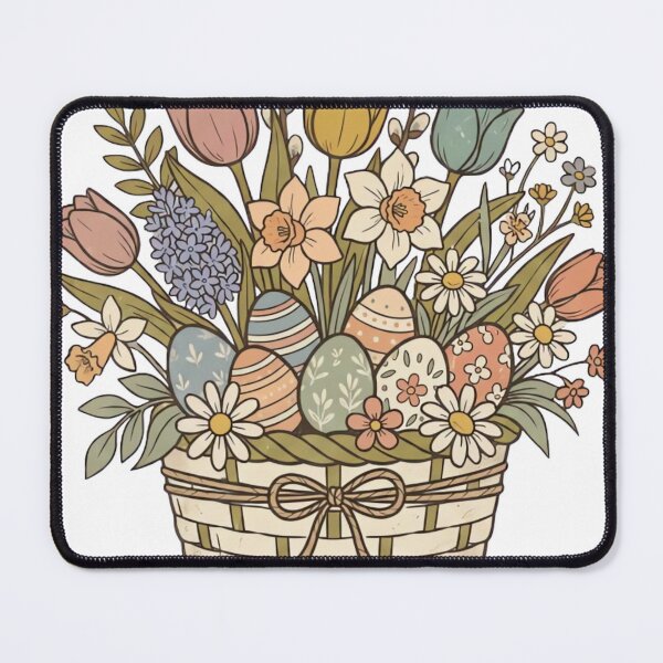Item preview, Easter Basket with Pastel Eggs & Spring Flowers designed and sold by urbinet.