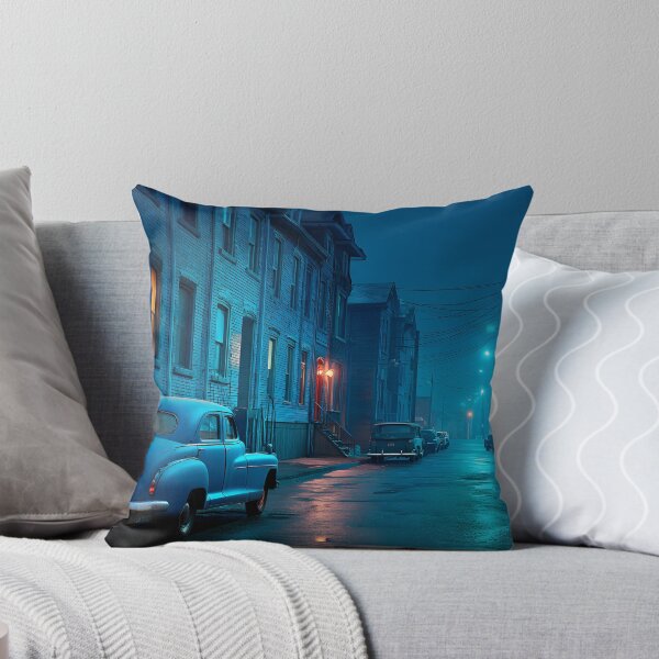 Item preview, Mysterious Blue Night Street with Classic Car designed and sold by Artessie.