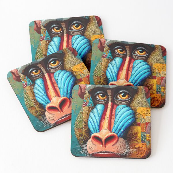Item preview, Vibrant Baboon Portrait with Abstract Background designed and sold by Artessie.