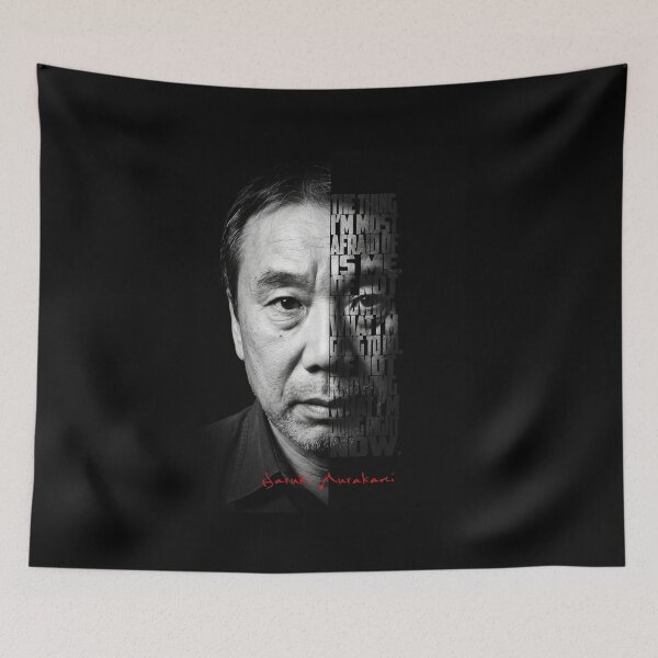 Item preview, Haruki Murakami Split Face Quote Poster designed and sold by Enea Kelo.