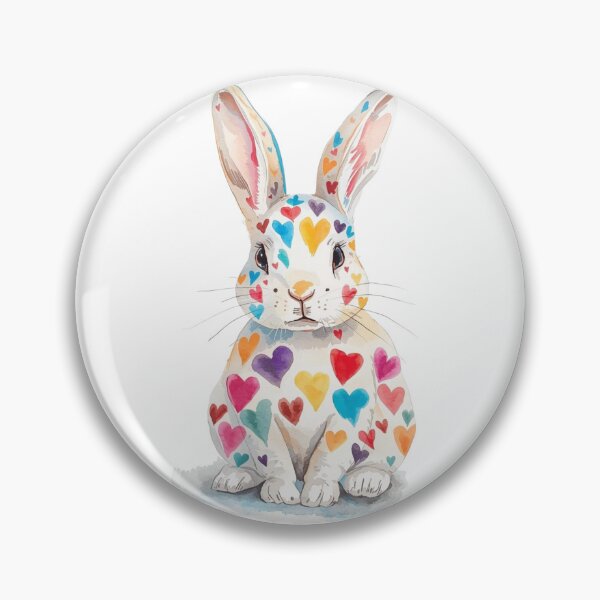 Item preview, A Cute Rabbit with Multi Coloured Hearts designed and sold by Soulstar Designs.