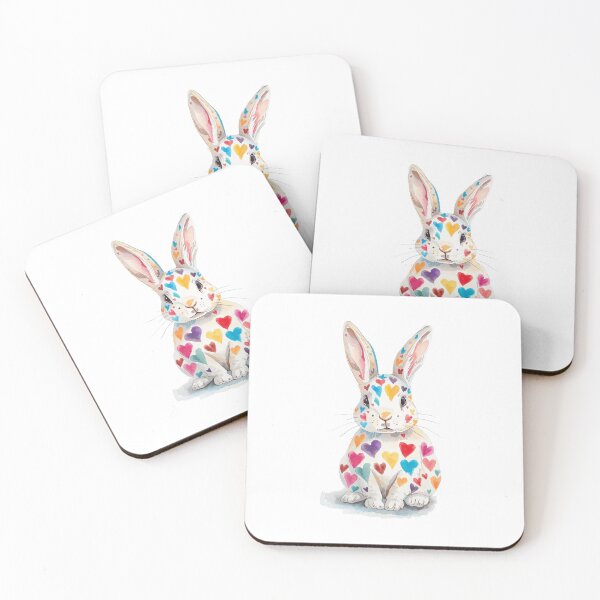 Item preview, A Cute Rabbit with Multi Coloured Hearts designed and sold by Soulstar Designs.