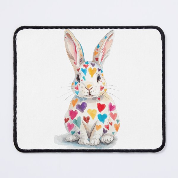 Item preview, A Cute Rabbit with Multi Coloured Hearts designed and sold by Soulstar Designs.
