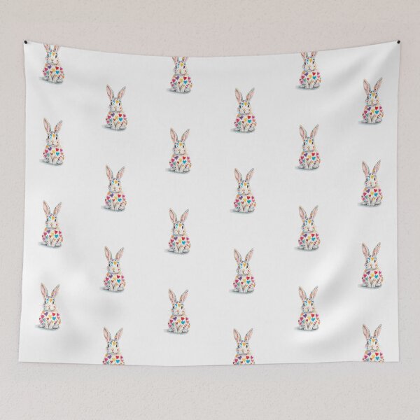 Item preview, A Cute Rabbit with Multi Coloured Hearts designed and sold by Soulstar Designs.