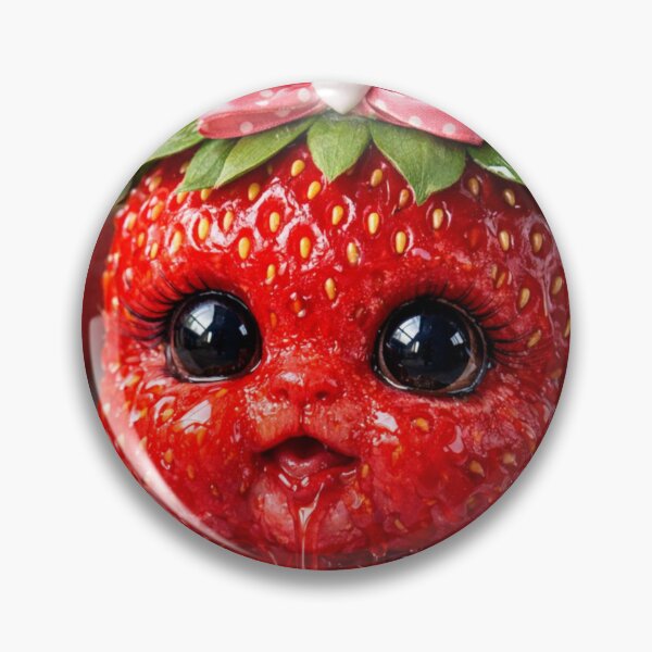 Item preview, Adorable Kawaii Strawberry Monster - Whimsical Fruit Art designed and sold by Dreamy Armine Art.