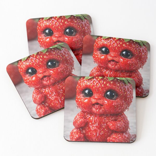 Item preview, Adorable Kawaii Strawberry Monster - Whimsical Fruit Art designed and sold by Dreamy Armine Art.