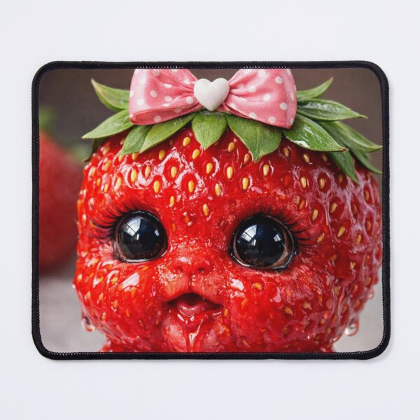 Item preview, Adorable Kawaii Strawberry Monster - Whimsical Fruit Art designed and sold by Dreamy Armine Art.