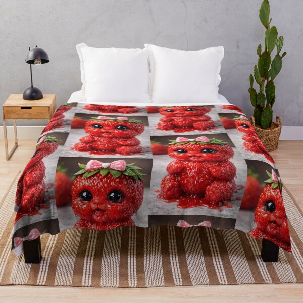 Item preview, Adorable Kawaii Strawberry Monster - Whimsical Fruit Art designed and sold by Dreamy Armine Art.