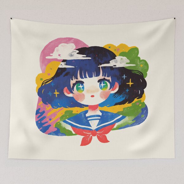 Item preview, Retro Anime Sailor Girl Portrait designed and sold by bubblegoth.