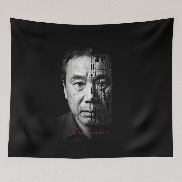 Item preview, Haruki Murakami Split Face Quote Poster designed and sold by Enea Kelo.