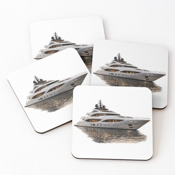 Item preview, Luxury Super Yacht PNG — Elegant White Mega Yacht on Water Reflection designed and sold by AlexLineArt.