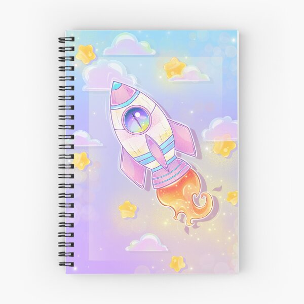 Item preview, Pastel Rocket Dream – Cute Kawaii Space Ship in Cloudy Sky designed and sold by PandiaArts.