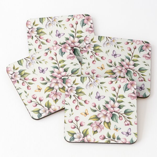 Item preview, Delicate Cherry Blossom Butterfly Spring Floral Seamless Pattern designed and sold by Midnight Veil Designs.