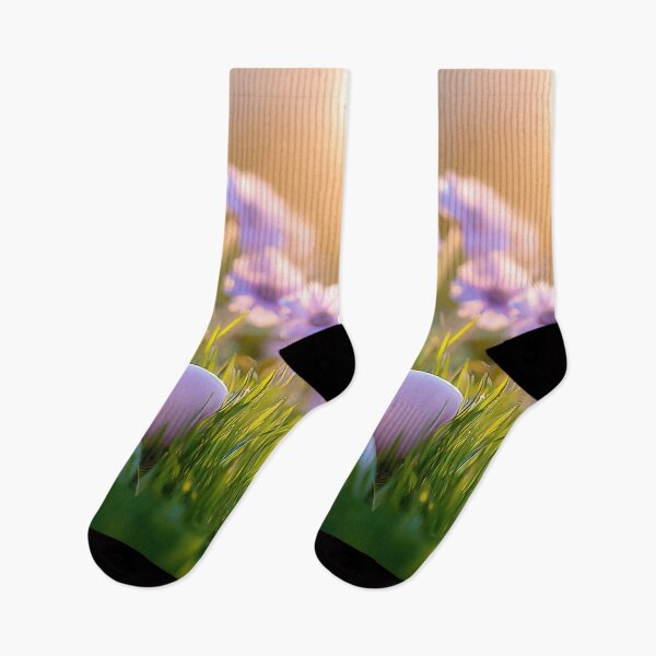 Item preview, Pastel Easter Eggs in Spring Grass with Purple Flowers designed and sold by Stellar Geometry.