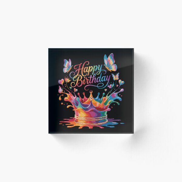 Artikelvorschau, Happy Birthday Rainbow Crown Splash entworfen und verkauft von Visimatic.