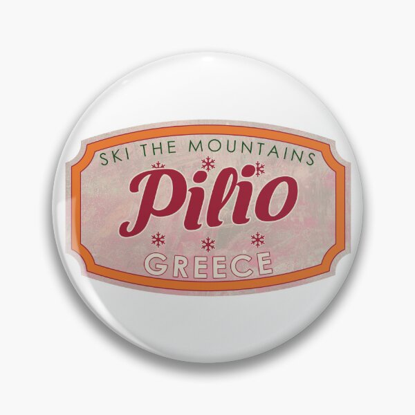 Item preview, Pilio, Greece, Ski, textured skiing badge designed and sold by Wanderful-roads.