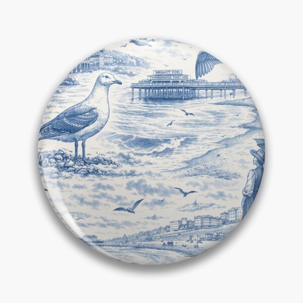 Item preview, Brighton Seagull Toile designed and sold by chihuahuashower.