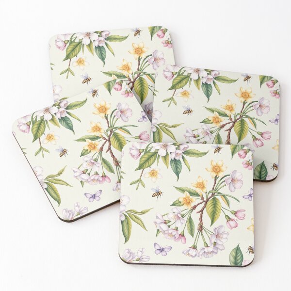 Item preview, Delicate Cherry Blossom Daffodil Butterfly Spring Floral Seamless Pattern designed and sold by Midnight Veil Designs.