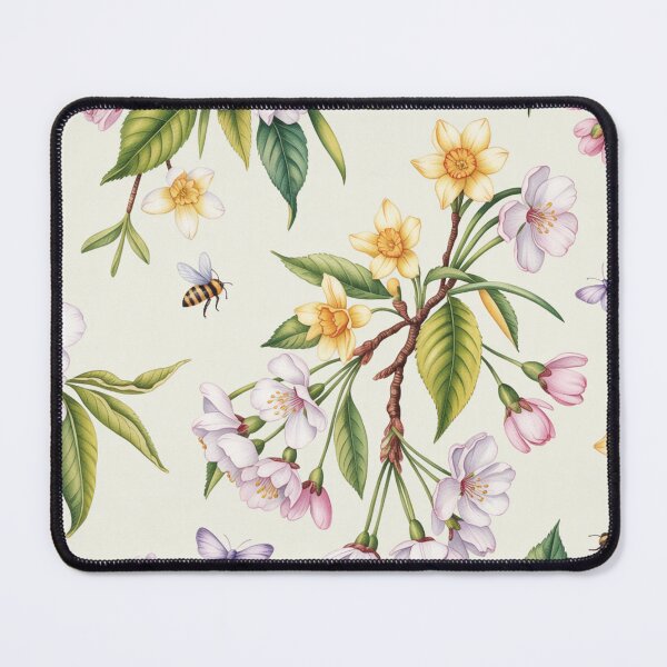 Item preview, Delicate Cherry Blossom Daffodil Butterfly Spring Floral Seamless Pattern designed and sold by Midnight Veil Designs.
