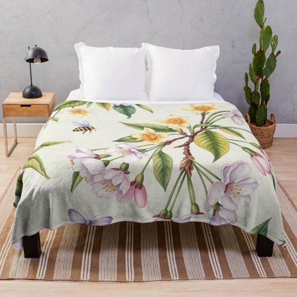 Item preview, Delicate Cherry Blossom Daffodil Butterfly Spring Floral Seamless Pattern designed and sold by Midnight Veil Designs.