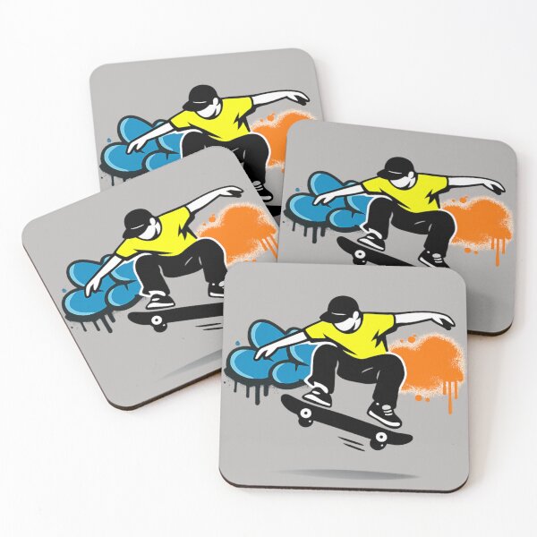 Item preview, Skateboarder Kickflip Graffiti Art  designed and sold by HubiUrbanStudio.