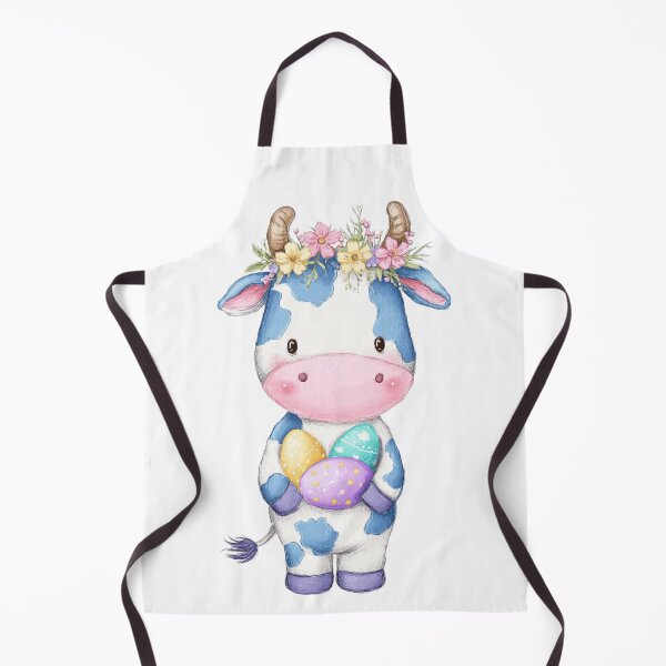 Item preview, Cute Easter Cow with Spring Floral Crown and Pastel Easter Eggs designed and sold by Tw1nsAIArt.