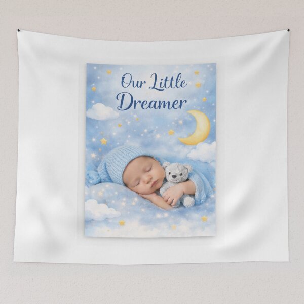 Item preview, Our Little Dreamer Nursery Wall Art – Moon & Stars Baby Boy Decor – Celestial Neutral Nursery Print – Minimal Baby Room Poster designed and sold by ArtByKapil.