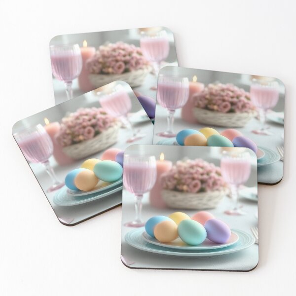 Item preview, Elegant Easter Table Setting with Colorful Eggs and Spring Flowers designed and sold by Stellar Geometry.
