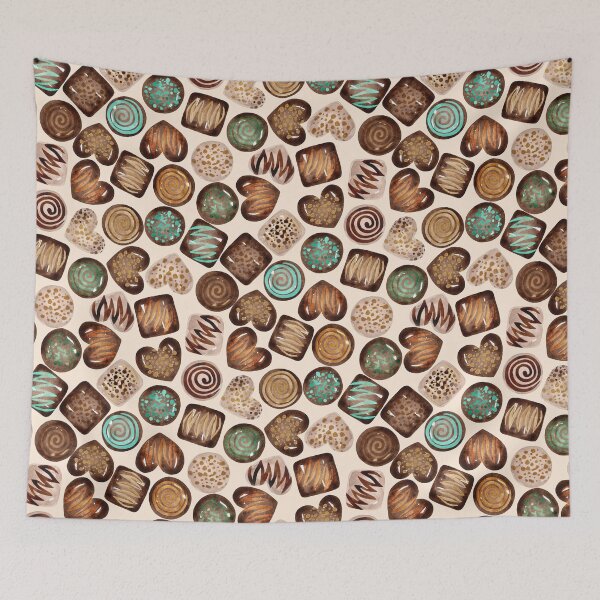 Item preview, Chocolates in Watercolor Pattern (Light Background) designed and sold by andrebalest.art.