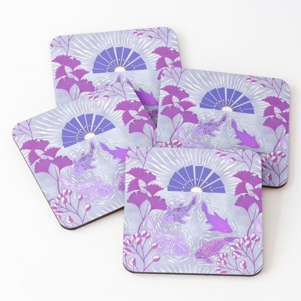Item preview, Midnight Garden with Koi and Ginkgo Leaves designed and sold by phatlizzardart.